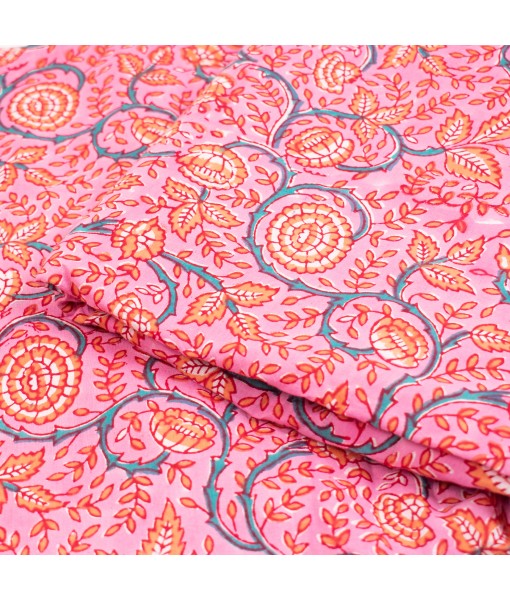Floral Hand Block Print Natural Cotton Fabric Sewing Material