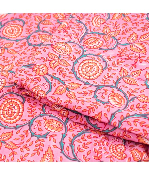 Floral Hand Block Print Natural Cotton Fabric Sewing Material