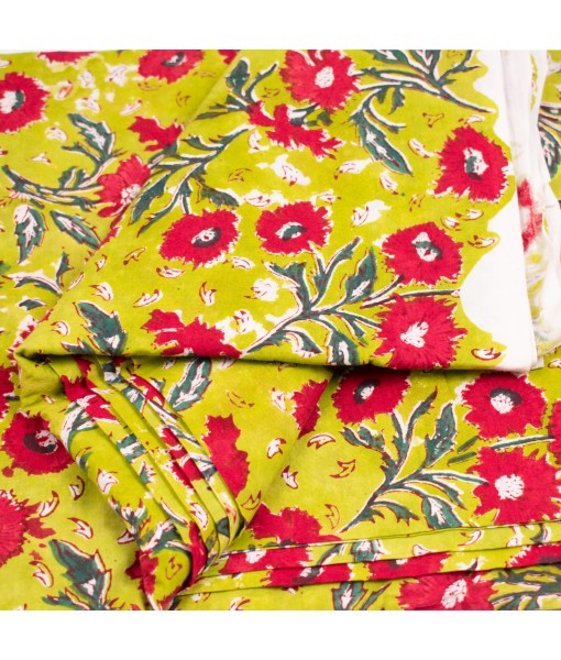 Floral Printed Block Running Cotton Dressmaking Fabric - Tulinii