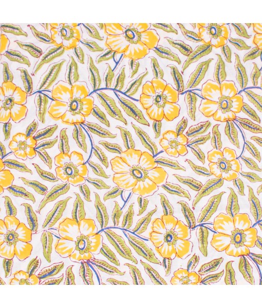 Hand Block Printed Floral Design Cotton Fabric By Yards