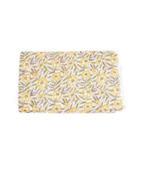 Hand Block Printed Floral Design Cotton Fabric By Yards