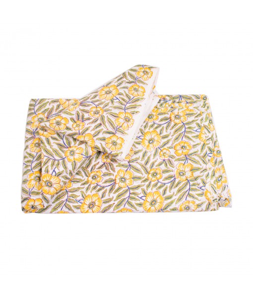 Hand Block Printed Floral Design Cotton Fabric By Yards