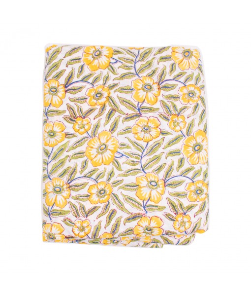 Hand Block Printed Floral Design Cotton Fabric By Yards