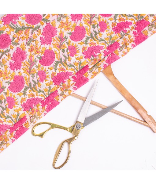 Natural Cotton Wooden Block Printed Dress Material Indian Fabric - Tulinii
