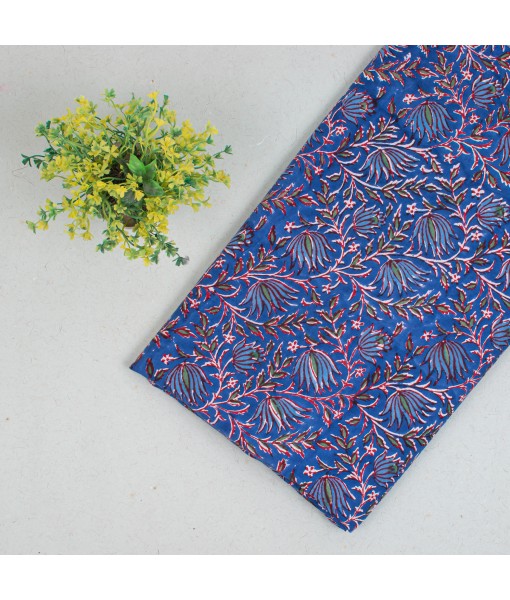 Handmade Running Cotton Block Floral Printed Voile Fabric