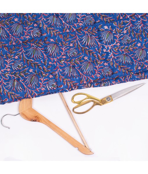 Handmade Running Cotton Block Floral Printed Voile Fabric