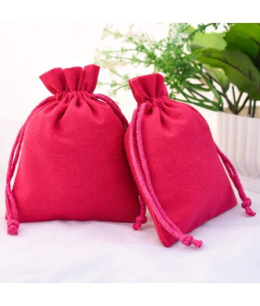 (Pack Of 100, Pink) Natural Cotton Drawstring Jewellery Packaging Pouch, Gift Package Bag 