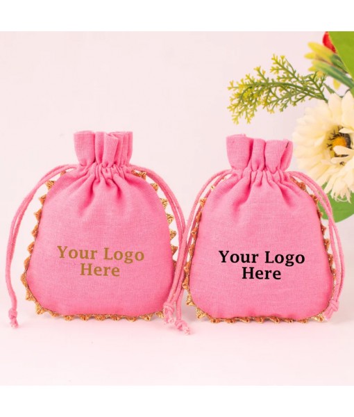 Custom Drawstring Bags Personalized Logo Name Print Jewellery Packaging Bags Pouches Chic Wedding Favor Bags - Tulinii