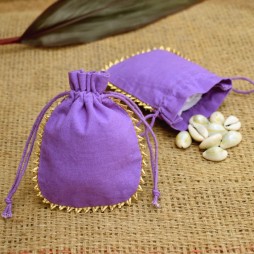 Designer Purple Cotton Jewelry Pouches 