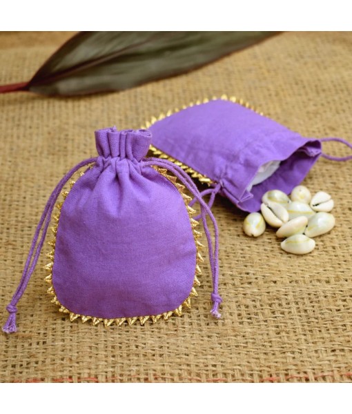 Designer Purple Cotton Jewelry Pouches Wedding Favor Bags - Tulinii