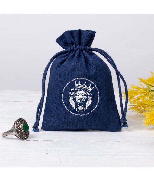 Custom Jewellery Packaging Pouch, Drawstring Pouch With Brand Logo (Navy Blue, Pack Of 100)