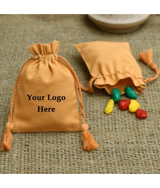 Personalized Logo Small Drawstring Cotton Bags Handmade Jewellery Pouches - Tulinii