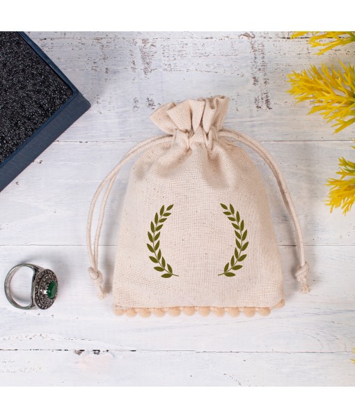 Custom Jewellery Packaging Pouch Logo Personalized Drawstring Bag Small Wedding Favor Ring Cotton Pouch Bag - Tulinii