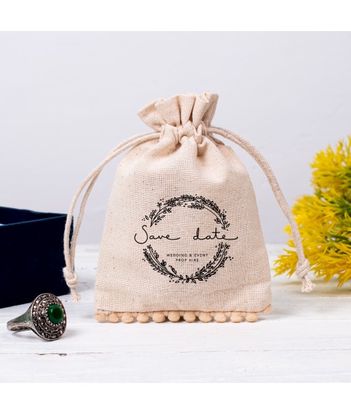 Custom Jewellery Packaging Pouch Logo Personalized Drawstring Bag Small Wedding Favor Ring Cotton Pouch Bag - Tulinii