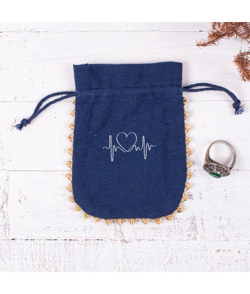 Designer Drawstring Jewelry packaging Pouch Custom Cotton Wedding Favor Gift Bags (Pack Of 100, Navy Blue) - Tulinii