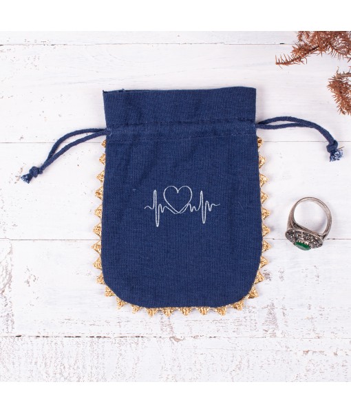 Designer Drawstring Jewellery packaging Pouch Custom Cotton Wedding Favor Gift Bags (Pack Of 100, Navy Blue) - Tulinii